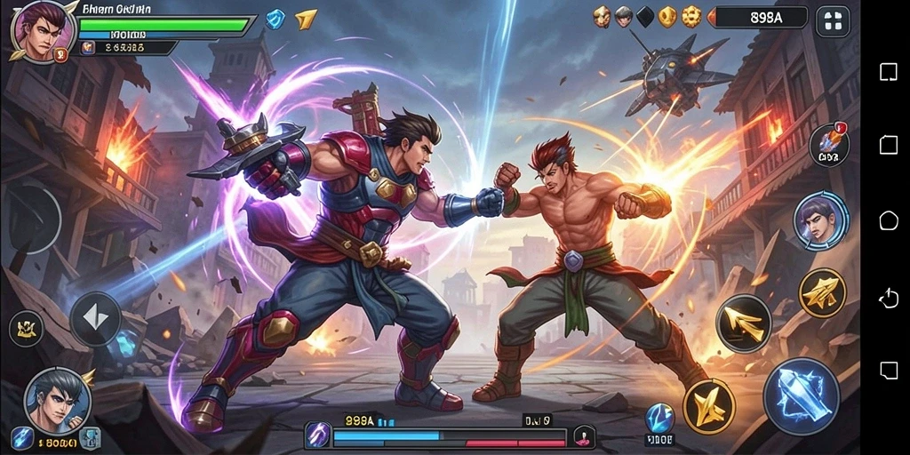 Menampilkan aksi pertarungan seru dalam game Fighting 898A.