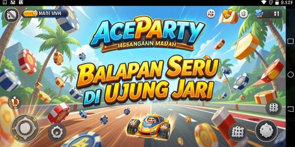 Tangkapan layar ACEPARTY menampilkan aksi balapan mendebarkan dan grafis yang memukau.