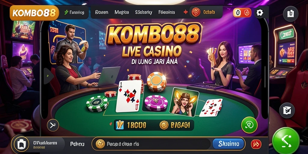 Tampilan gameplay seru di KOMBO88 dengan dealer langsung.