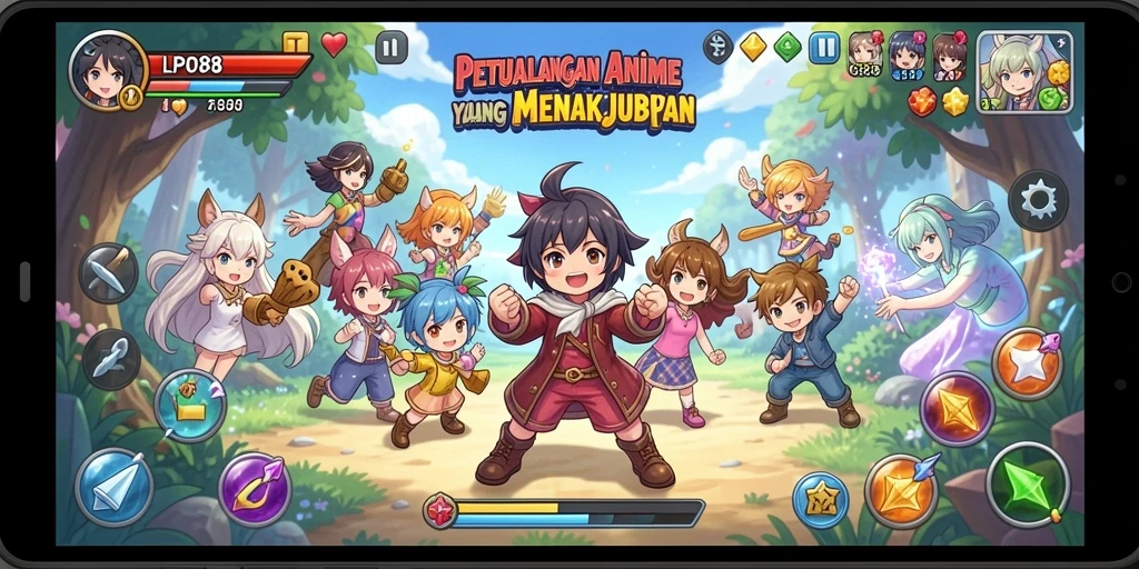 Tampilan gameplay LPO88 dengan aksi karakter anime yang seru.