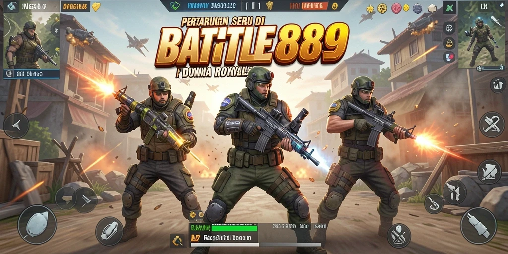Screenshot gameplay NAGA889 menampilkan aksi Battle Royale yang intens.