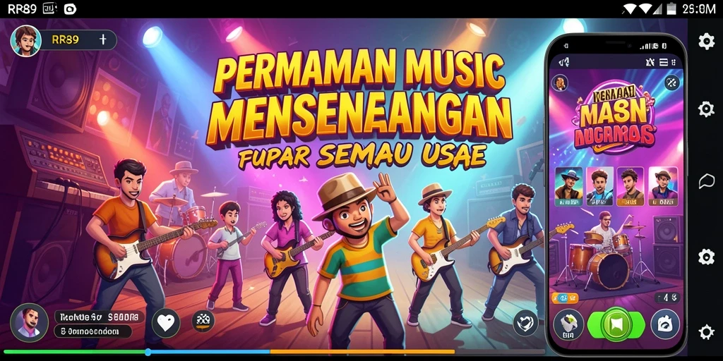 Tampilan layar permainan RR89 yang menampilkan keseruan bermain musik.