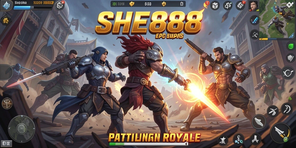Gameplay intens dari SHE888 dalam pertempuran Battle Royale.